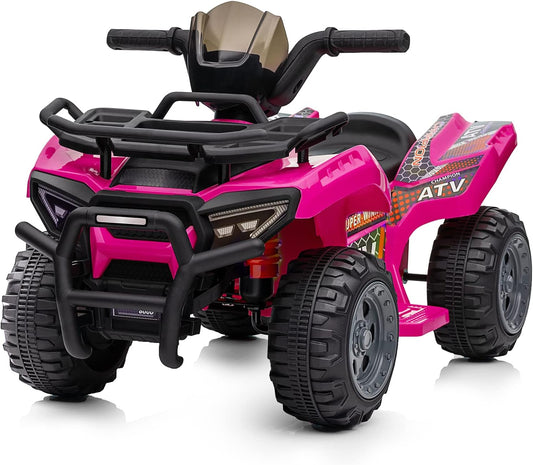 Kids ATV 4 Wheeler, 6V Ride-On Toy for Toddlers Boys & Girls with Music, Forward & Reverse - Rose Pink