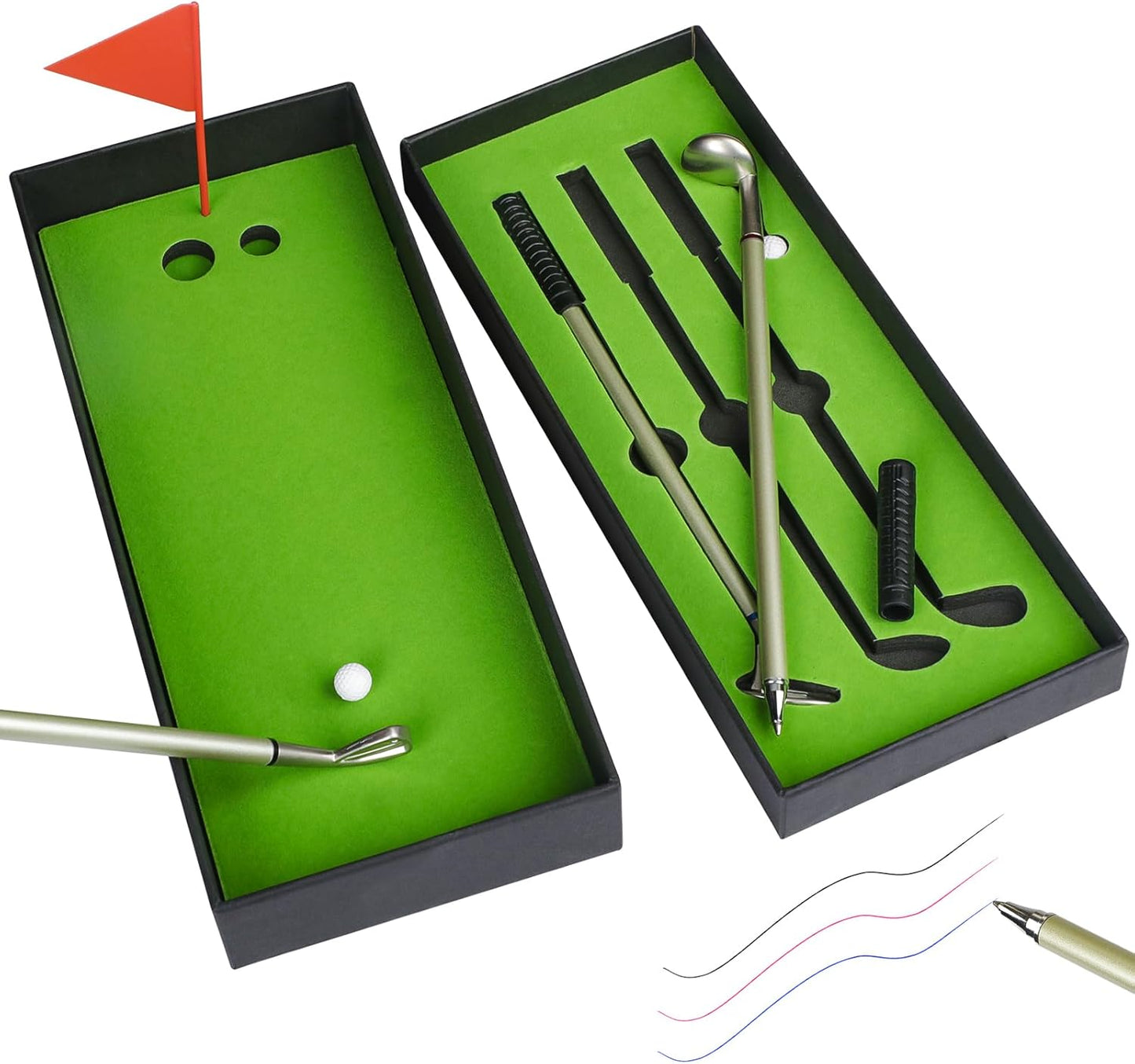 GreenHaven Mini Golf Pen Set, Mini Desktop Golf Gift Golf Ball Club Pen Unique Christmas Stocking Stuffers Funny Birthday Gift for Men Women Adults Golfers Dad Boss Coworker Boyfriend