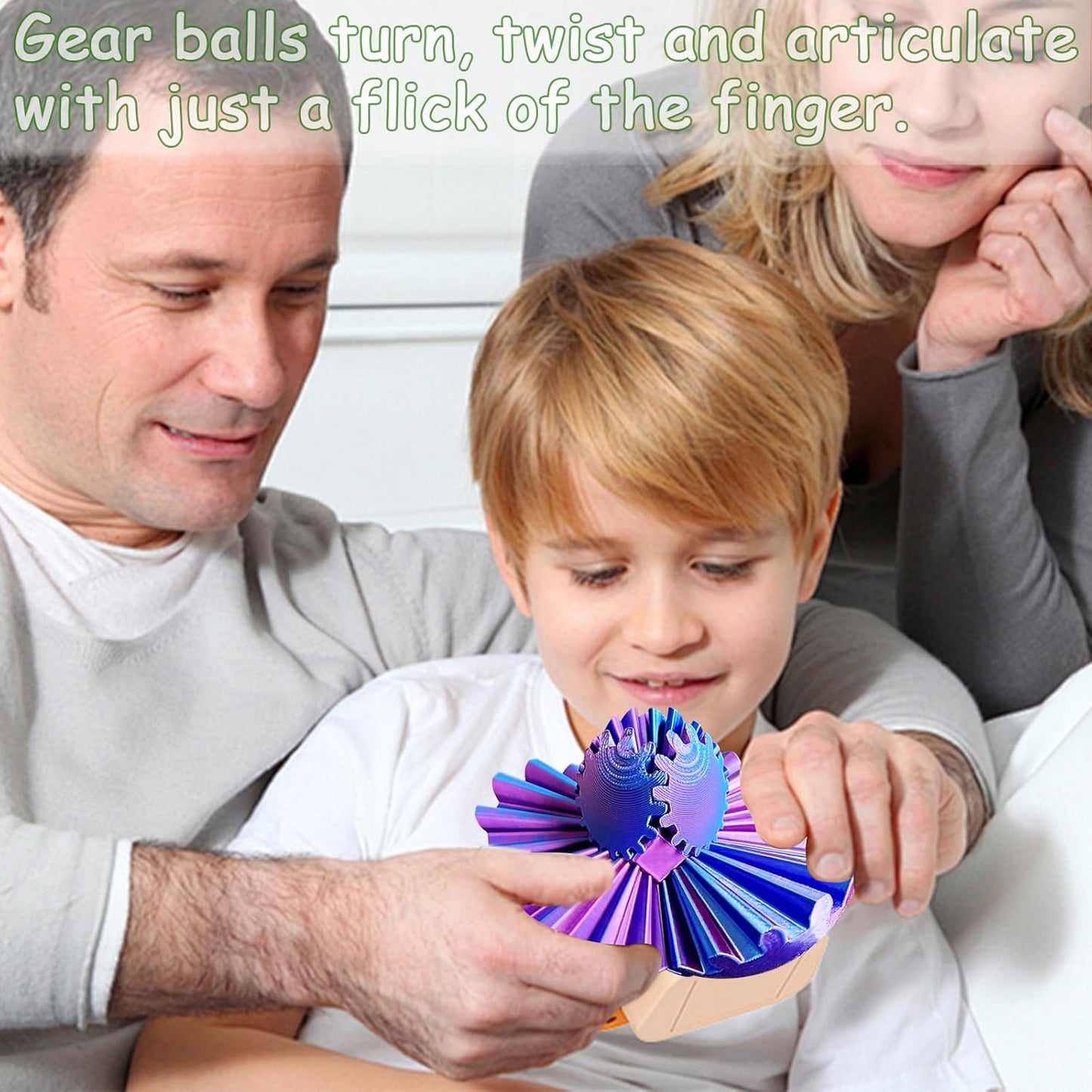 Gear Ball, Gear Sphere, 3D Printed Gear Ball Spin Ball or Cube Fidget Toy, Stress Ball, Fidget Ball, Gear Toy for Stress and Anxiety Relaxing (Color C)