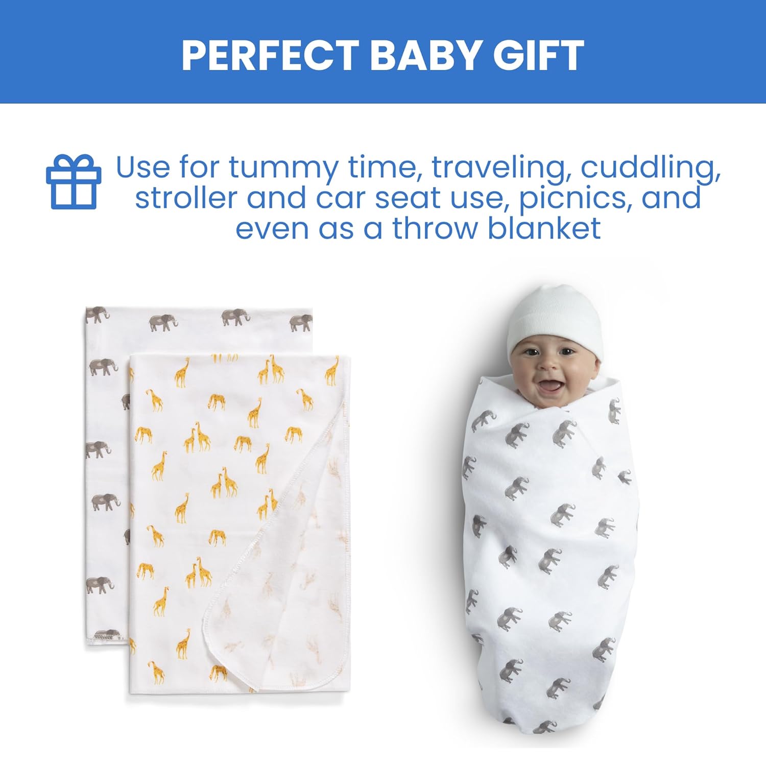 Delta Children 100% Cotton Flannel Baby Receiving Blankets for Girls and Boys – 30x30 Inches (Pack
