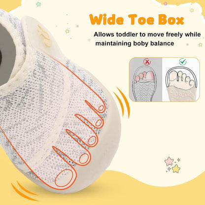 FEETCITY Baby First Walking Shoes Wide Baby Shoes Infant Sneakers Newborn Crib Shoe Barefoot Lightweight Slip On Shoe