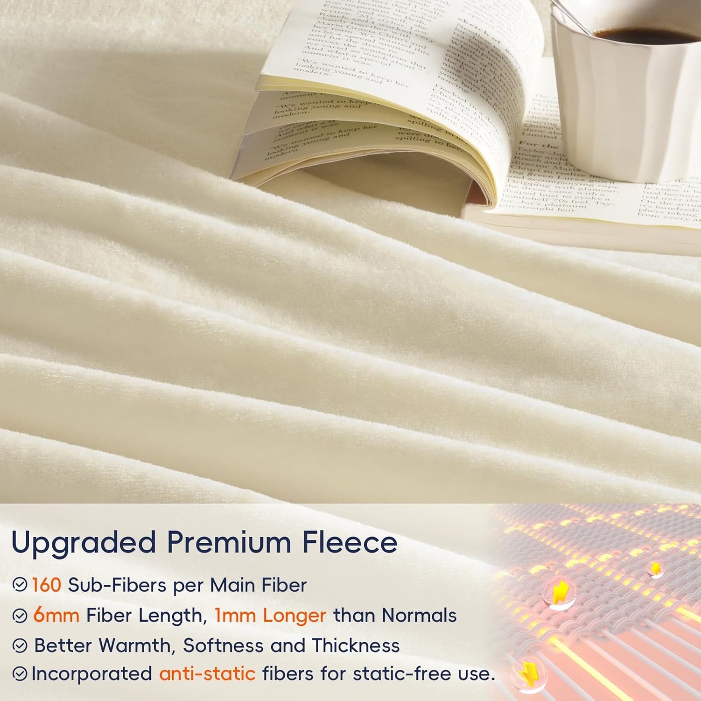 PHF Ultra Soft Fleece Blanket Twin Size, No Shed No Pilling Luxury Plush Cozy 300GSM Lightweight