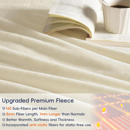 PHF Ultra Soft Fleece Blanket Queen Size, No Shed No Pilling Luxury Plush Cozy 300GSM Lightweight