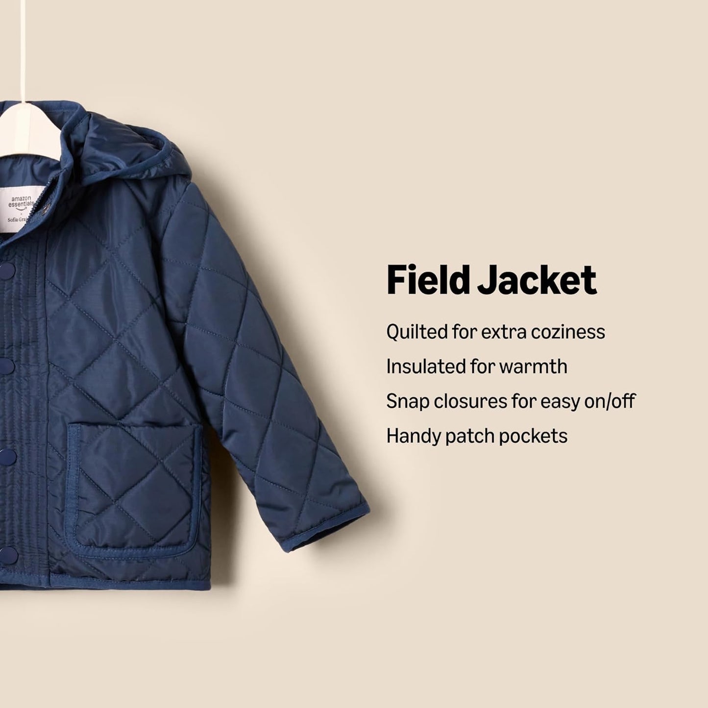 Amazon Essentials x Sofia Grainge Unisex Toddlers and Babies' Midweight Field Jacket with Hood