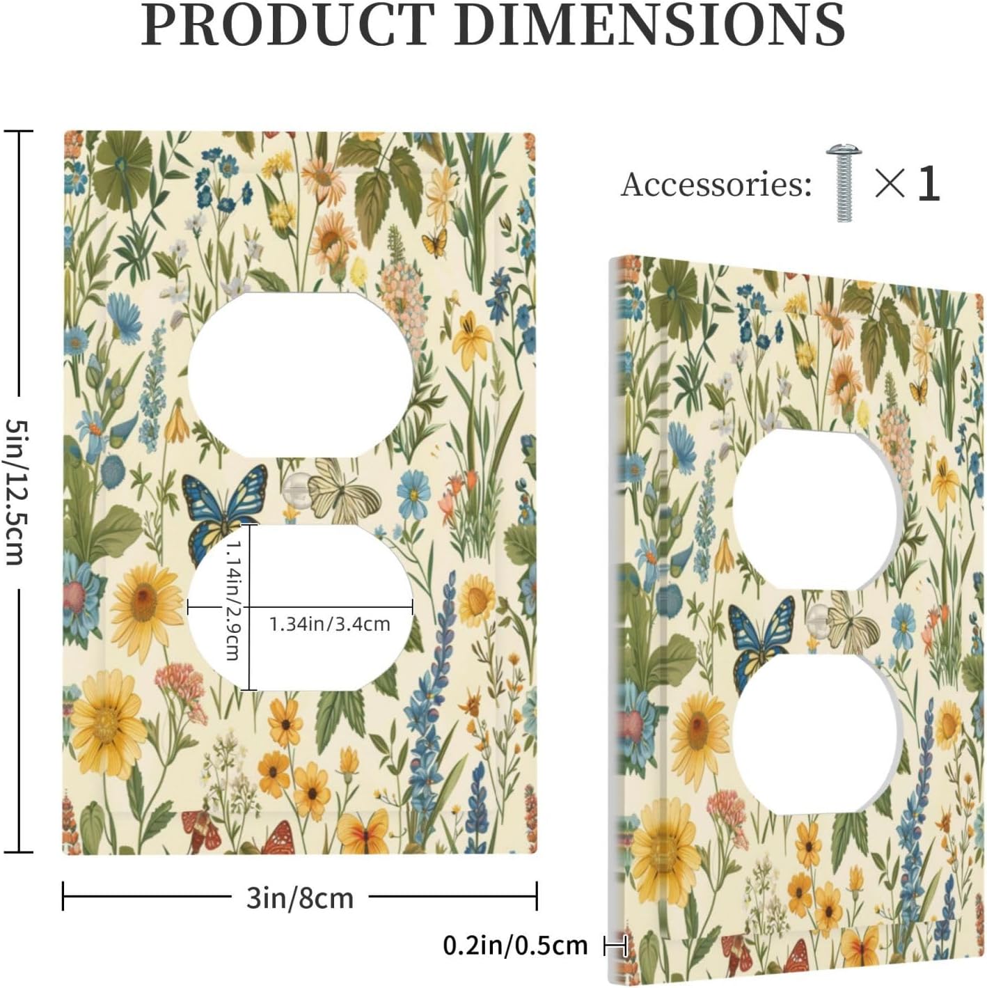 Decorative Outlet Covers Rustic Plant Garden Leaf Flower Butterfly 1 Gang Duplex Light Switch Cover Plate Wall Plates for Electrical Outlets Switchplate Faceplate for Bedroom Home Decor