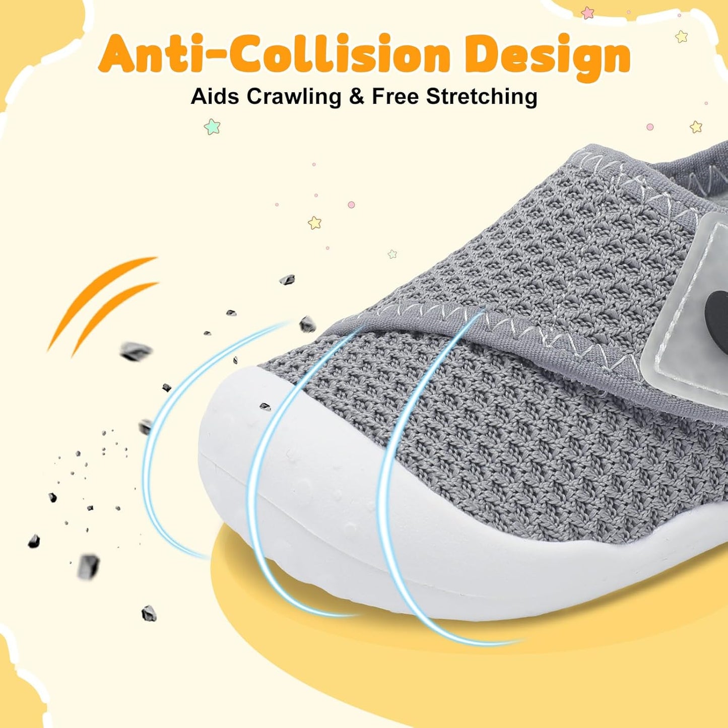 FEETCITY Baby First Walking Shoes Wide Baby Shoes Infant Sneakers Newborn Crib Shoe Barefoot Lightweight Slip On Shoe