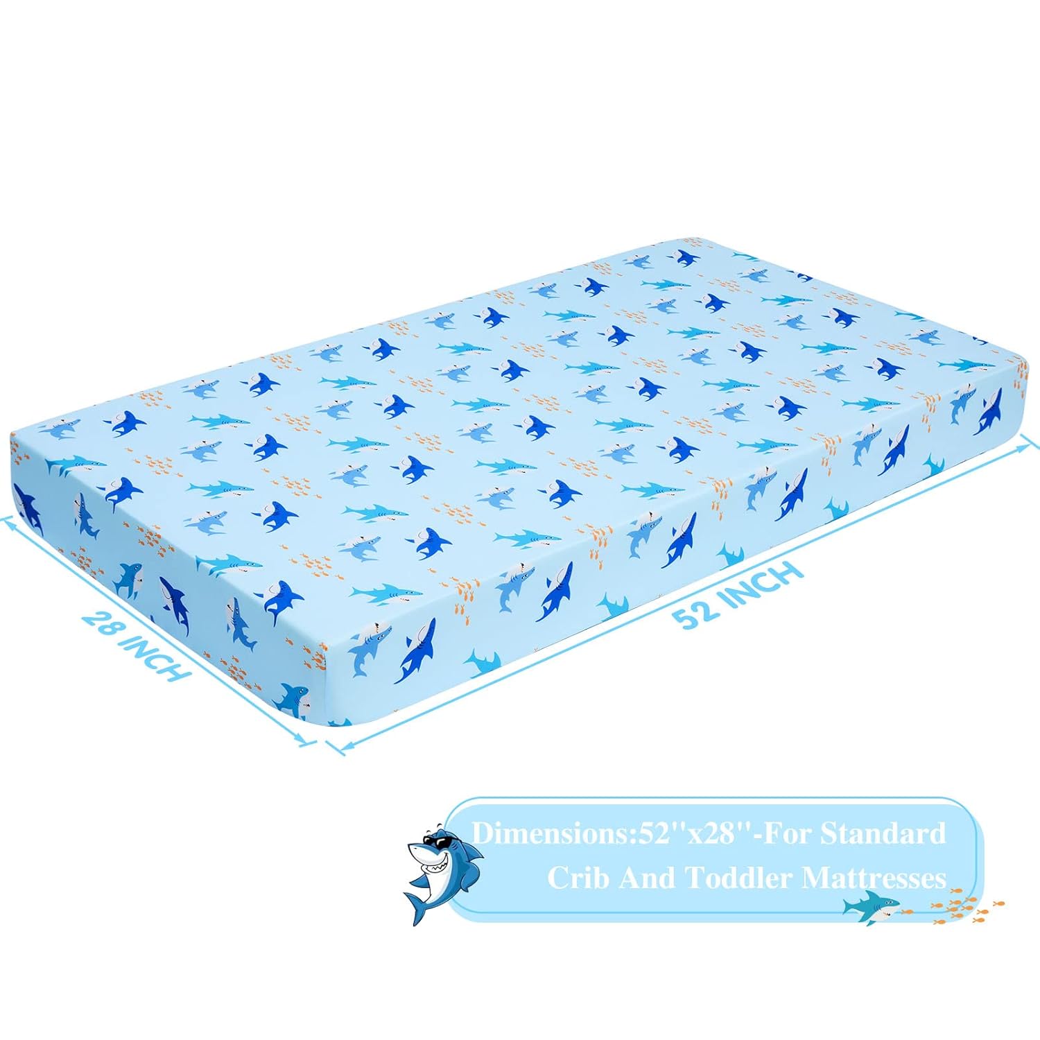 UOMNY Crib Sheet for Baby Boys Shark Fitted Crib Sheets for Standard Crib and Toddler Mattresses