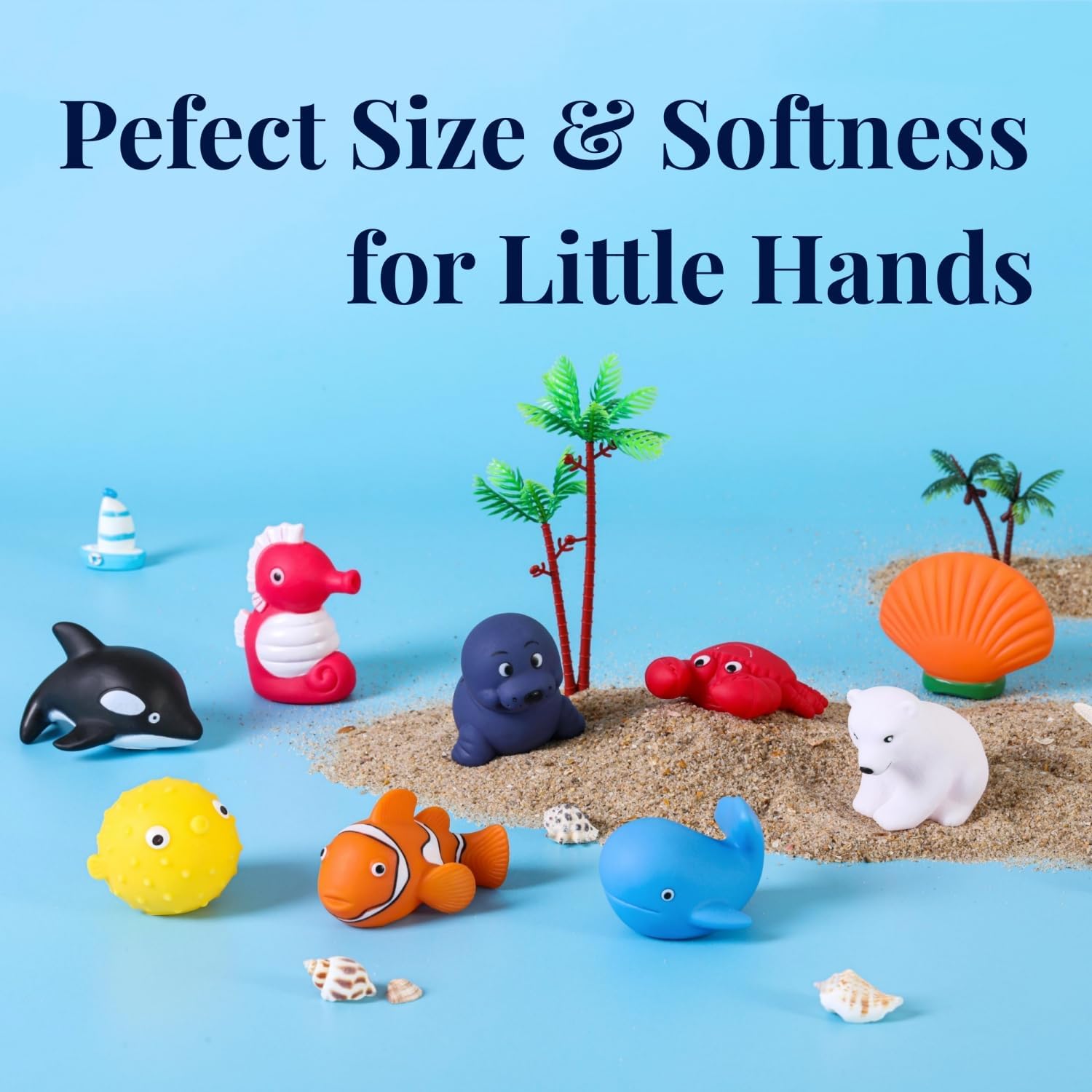 XY-WQ Bath Toys No Hole, for Infants 6-12& Toddlers 1-3, No Hole Bathtub Toys (Sea Animals, 9 Pcs