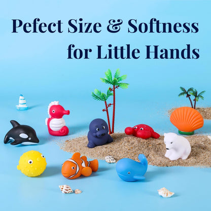 XY-WQ Bath Toys No Hole, for Infants 6-12& Toddlers 1-3, No Hole Bathtub Toys (Sea Animals, 9 Pcs
