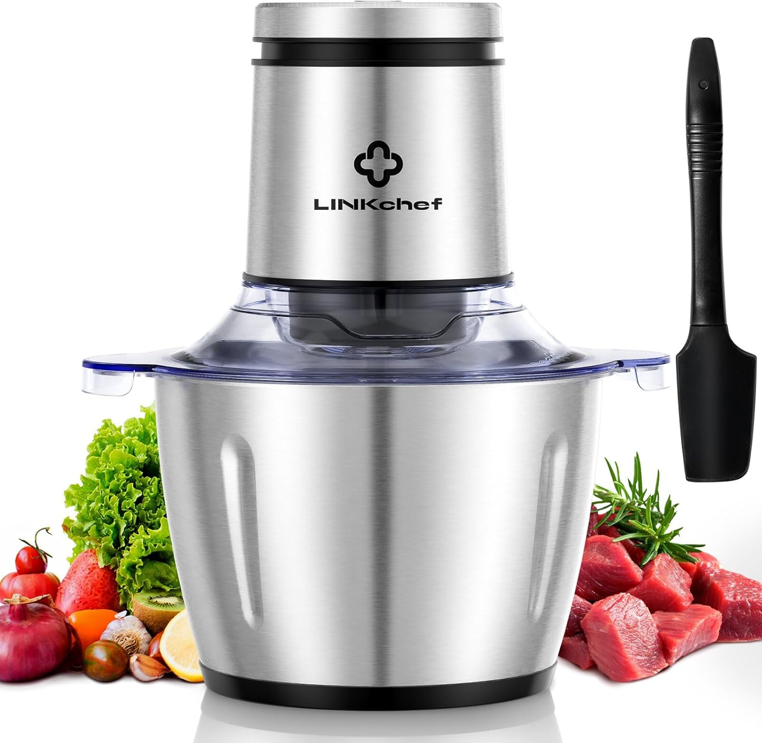 LINKChef Food Chopper, 8 Cup Food Processor Mini Electric, 2L 600W Meat Grinder with 4 Bi-Level