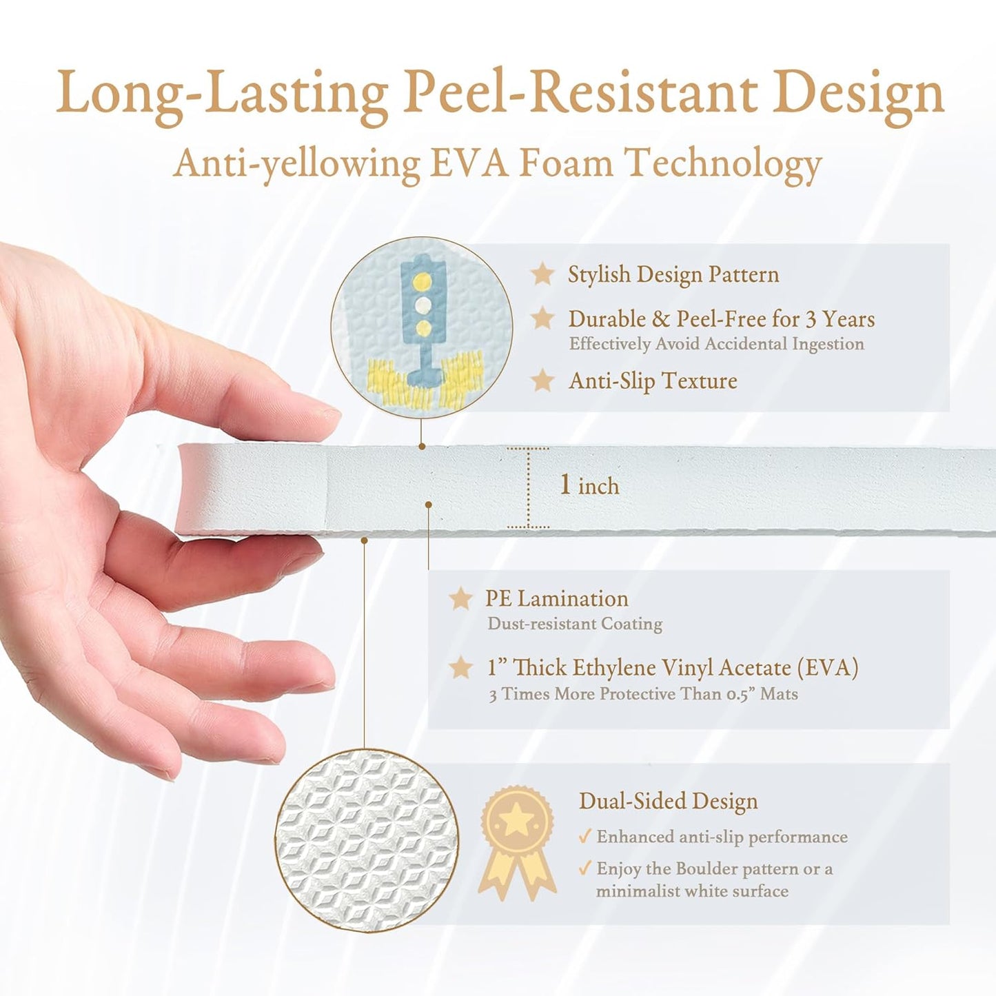 Premium Baby Foam Play Mats -Stylish Floor & Exercise Puzzle Mat for Toddlers & Kids- 6 Soft, Non-Toxic, Odorless, Peel-resistant Foam Tiles -6ft x 4ft -1"inch Extra-Thick, Pastel Blue Gray