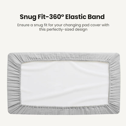 Konssy Waterproof Muslin Changing Pad Cover 2 Pack, Quilted Cotton Fitted Diaper Changing Table Cover, Soft Changing Pad Sheets for Girls Boys (Navy,Cream)
