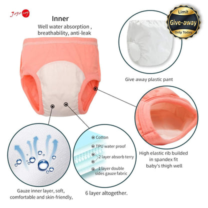 Joyo roy 6Pcs Potty Training Underwear 2T-3T 100% Cotton Soft Absorbent Toddler Toilet Training Pants Waterproof Toddler Underwear Girls 3T Baby Pee Pants with Potty Sticker Chart for Kids