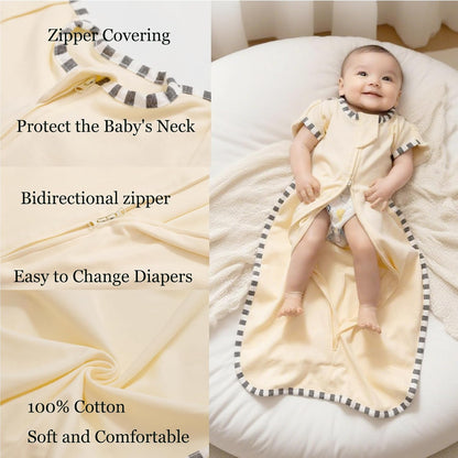 Baby Swaddle Blanket for Newborns and Infants,2-Piece Set Infant Pajamas,Bidirectional Zipper,Easy