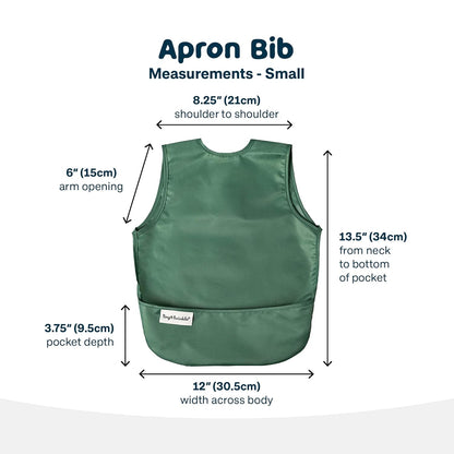 Tiny Twinkle Mess Proof Baby Bib - Waterproof & Lightweight Baby-Led Weaning Apron | 100% Recycled Polyester, Easy Clean & Machine Washable (Olive Green, Small 6-24 Months)