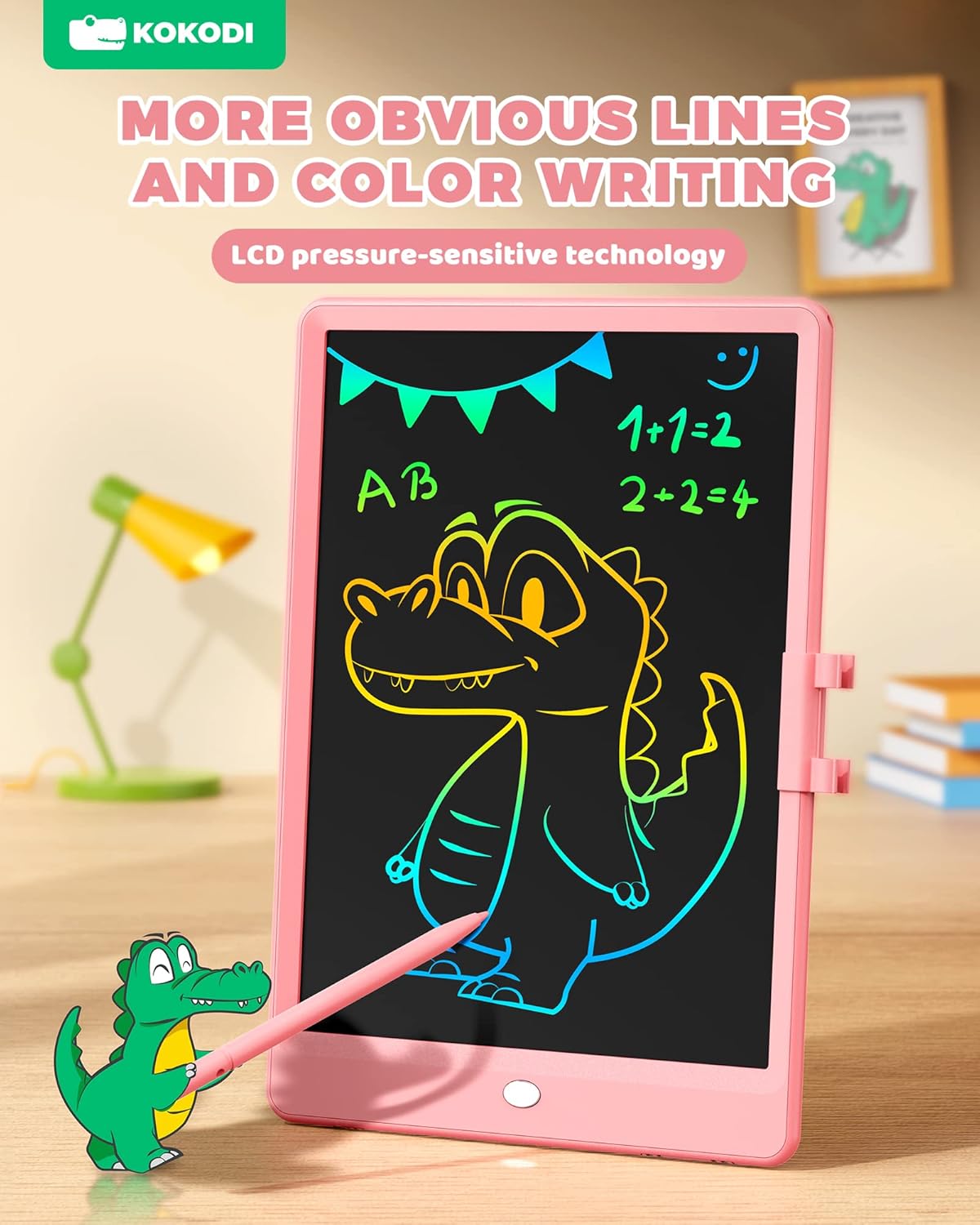 KOKODI LCD Writing Tablet, Valentines Day Gifts for Kids,10 Inch Colorful Toddler Doodle Board Drawing Tablet, Erasable Reusable Electronic Drawing Pads, Educational and Learning Toy for Kids