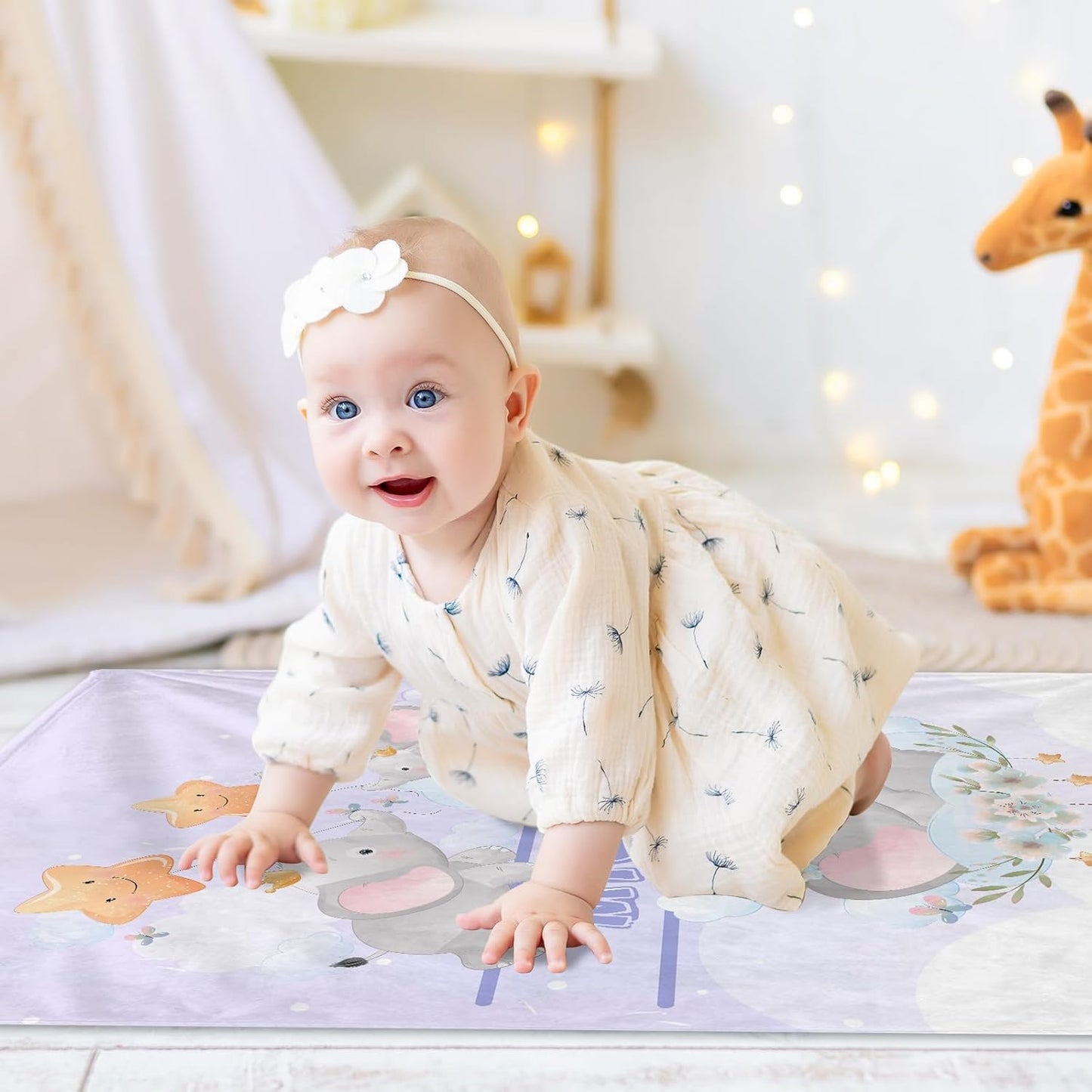 Personalized Baby Blanket with Name, Cute Custom Light Purple Elephant Name Blankets Toddler Girls Soft Flannne Swaddling Blankets Customized Memorial Gift from Nana for Infant Newborn Shower