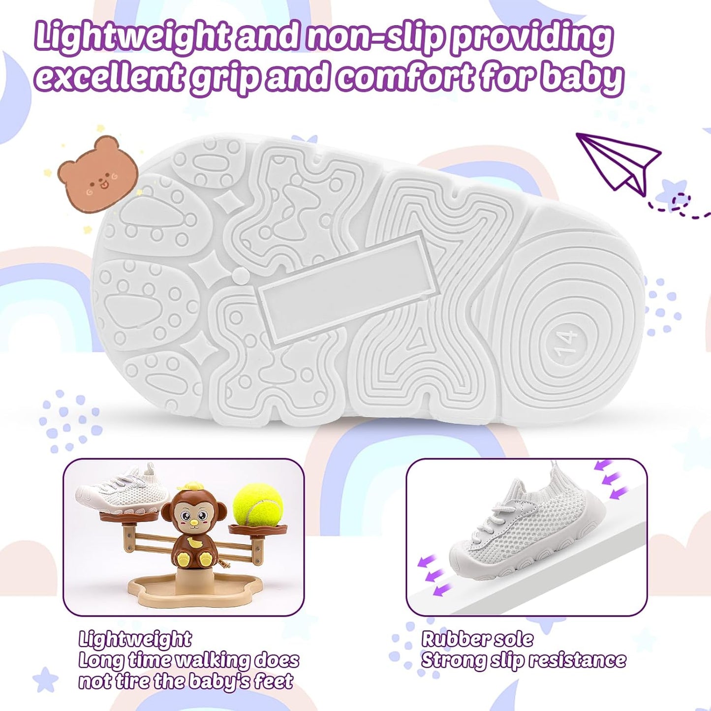 Charrost Toddler Baby Girl Boy First Walking Shoes Checkered Sneakers Sizes 3/4/5/6/7/8T. Soft, Cute,Flexible for First Walkers. Non-Slip, Slip On, Wide Toe Box Indoors Outdoors