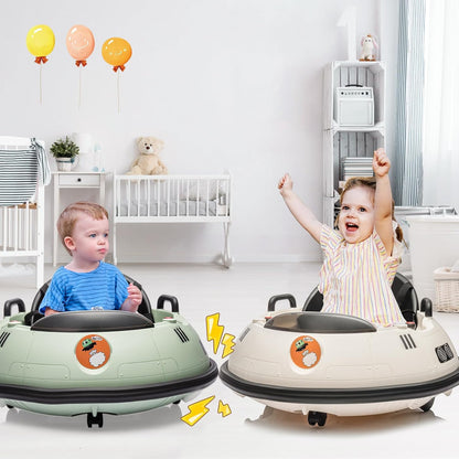 12V Electric Ride on Bumper Car for Toddlers, Kids Bumper Car with Remote Control, 360 Degree Spin, LED Lights, Dual Joysticks, Safety Belt for 18+ Months Kids, Green