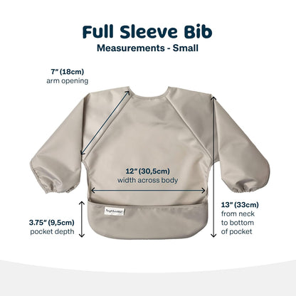 Tiny Twinkle Mess Proof Baby Bibs, 2pk Waterproof Smock Baby Bibs for Eating, Machine Washable Long Sleeve Bibs, Baby Led Weaning, Toddler Bibs, BLW Supplies (Grey Indigo, Small 6-24 Months)