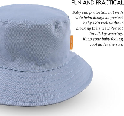 JANGANNSA Cotton Baby Sun Hat Infant Toddler Boys Girls Bucket Hats Summer Sun Protection Kids Beach Caps