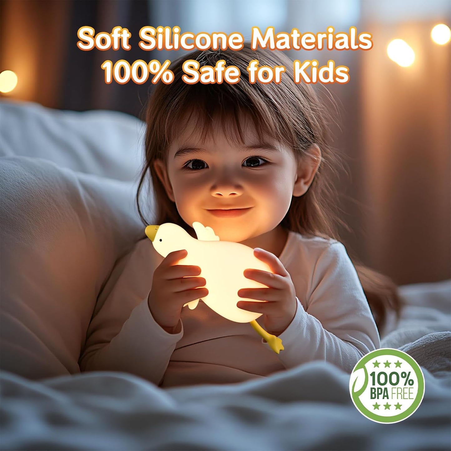 Goose Cute Night Light for Toddler,Kids,Baby, Lying Duck Nightlight Ambient LED Lamp for Bedside Sleeping Companion, Rechargeable Battery Powered, 30Min Auto-Off