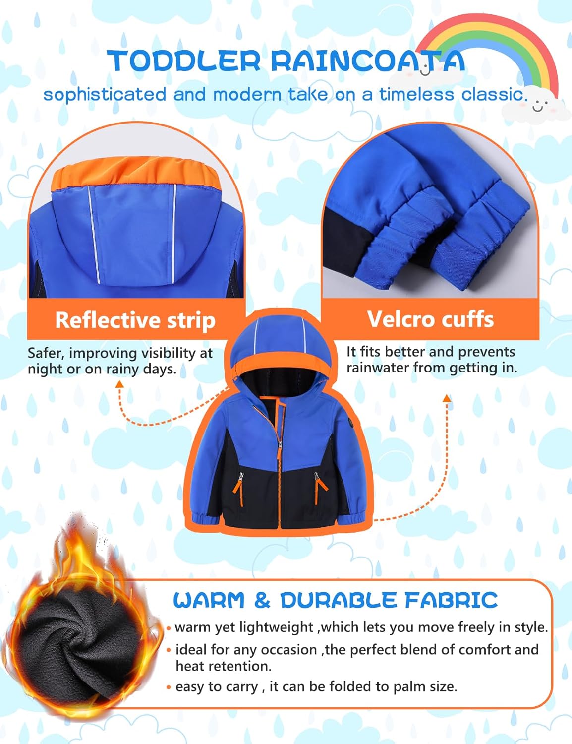 GEMYSE Toddler Boys Jacket Water repellent Baby Kids Windbreaker Jacket Fleece Toddler Coat Spring Fall Outerwear