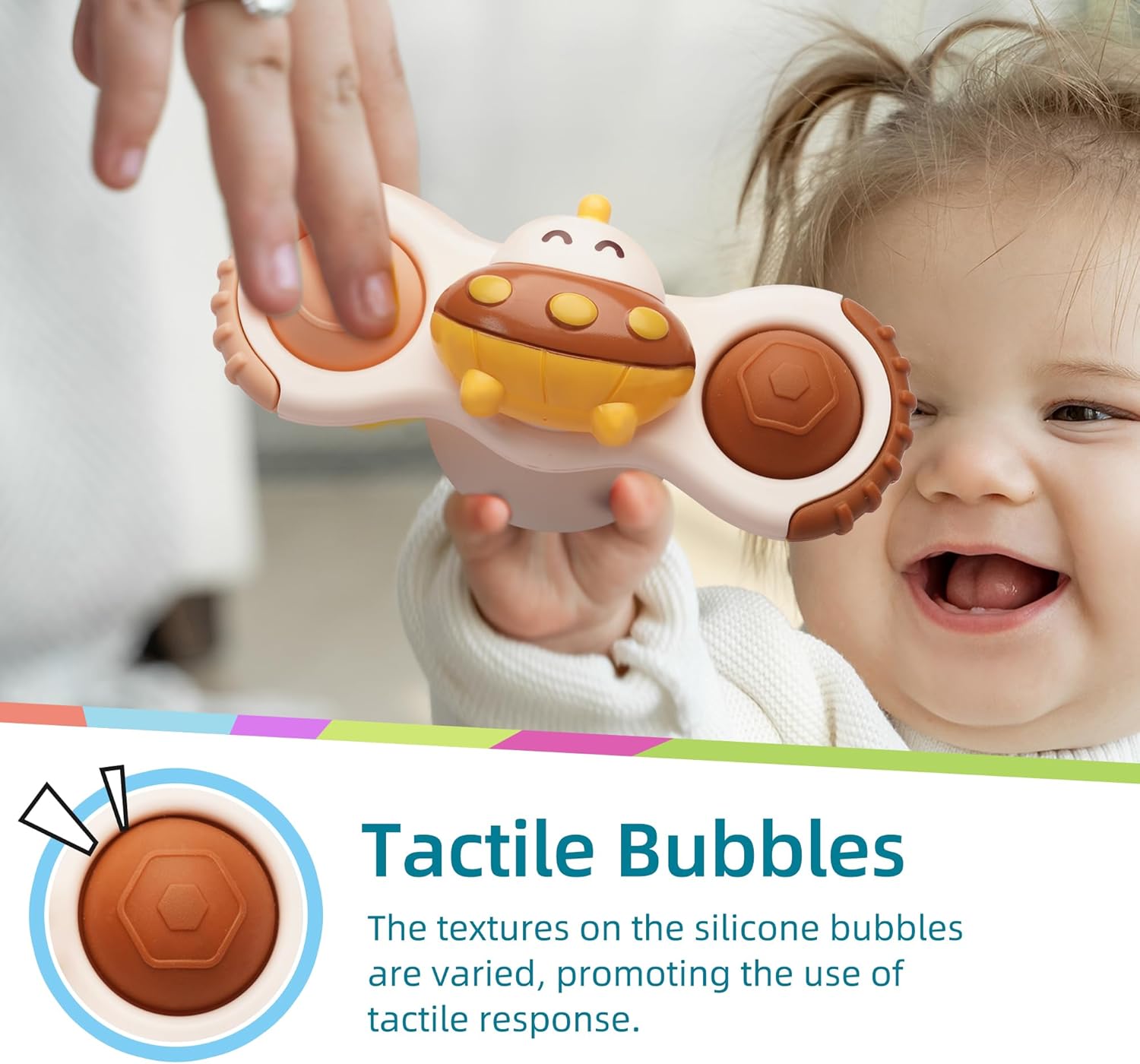 LiKee Strong Suction Cup Fidget Rotating Sensory Bath Toys for Baby 12 18 Months Airplane Car