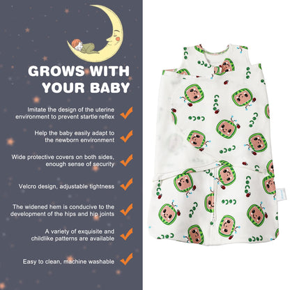 Swaddle-Blanket Baby Girl & Boy Swaddles Newborn Infant Transition 100% Cotton Wrap Blankets, 3-Way Adjustable Wearable Blanket, TOG 1.0 (Watermelon 3-6 Month)