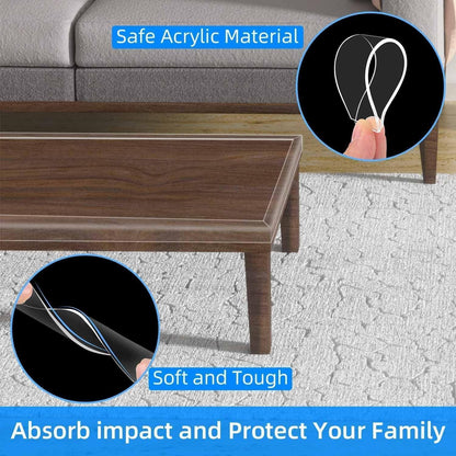 2Pack Clear Edge Protector Strip,1.57in x 9.84FT(19.68FT Total),Sharp Edge Wrap Cover Tape,Self Adhesive Protective Bumper Guards for Cabinet Door Desk Table Bed Furniture,Kitchen Countertop