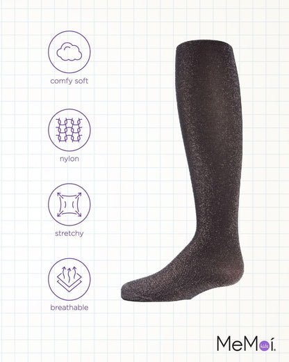 MeMoi Shining Star Shimmer Tights for Girls, Ultra Soft and Lightweight Opaque Girl Tights - Sizes 2-14