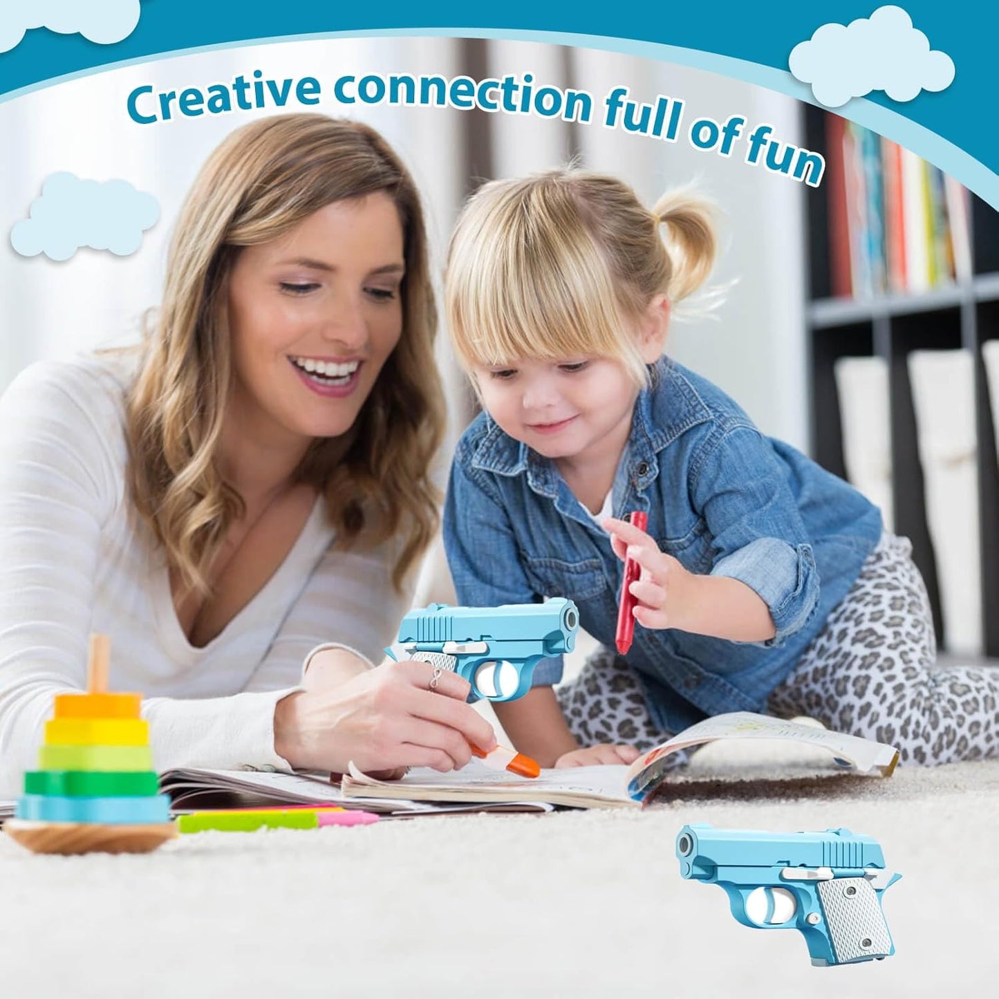 Fidget Toys Pistol, 3D Gravity Mini 1911 Fidget Pistol Toys,Fidget Sensory Toys,Stress Relief for
