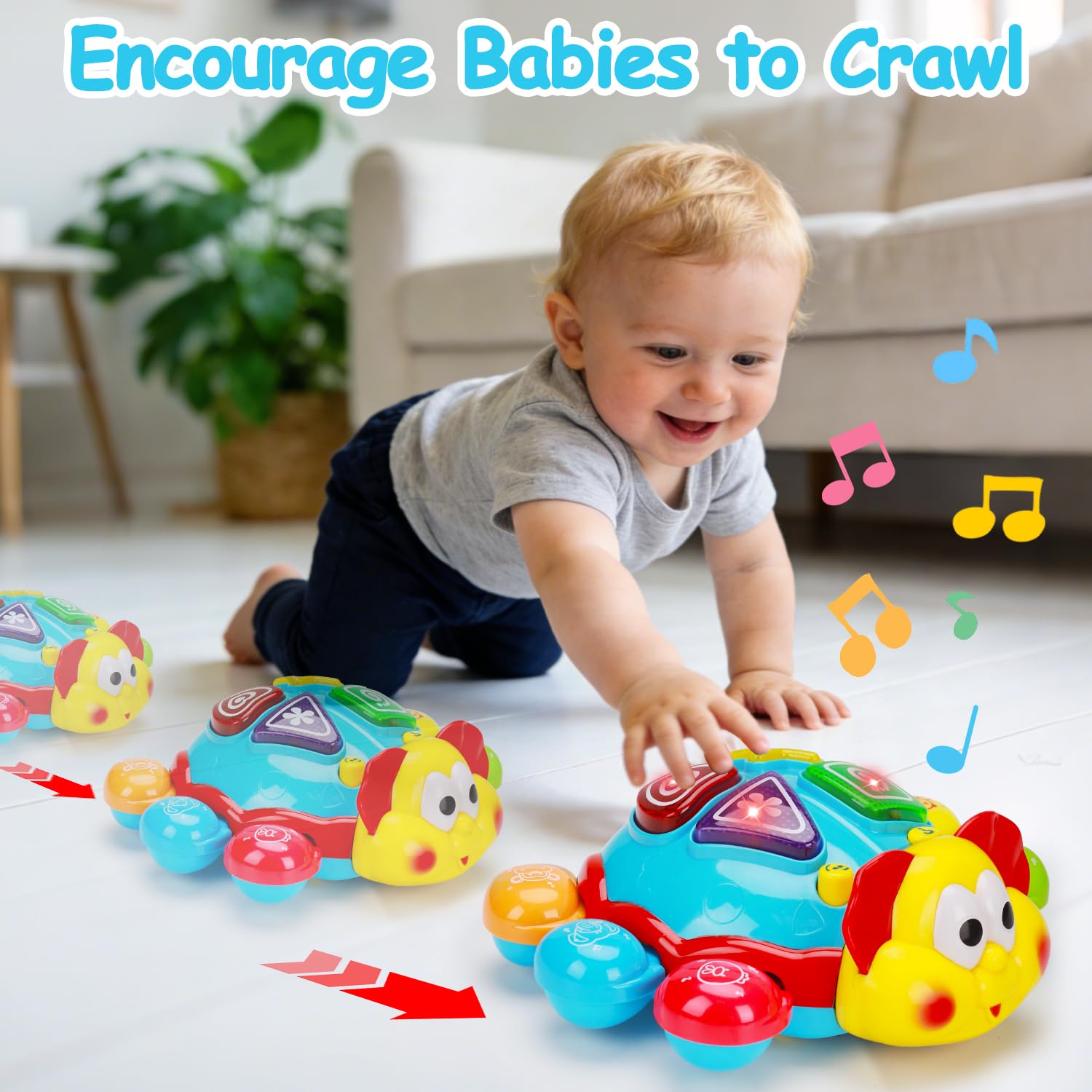 Baby Crawling Toy, Musical Light Up Learning Toy for Infants & Toddlers