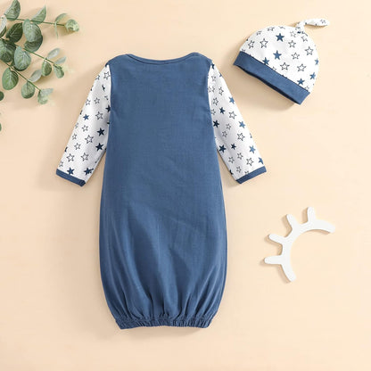 AMAWMW Newborn Baby Girl Little Sister Sleeper Gown Stripe Long Sleeve Nightgown Pajamas Gifts Stuff Essential Outfit
