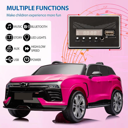 Jojoka Baby Car 24V 2-Seater SUV Licensed Chevrolet Blazer Ride On Toy w/Parent Remote Control,4xSpring Suspension, Wireless Music, Electric Vehicle Car for Kids Ages 3-8,Pink