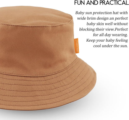 JANGANNSA Cotton Baby Sun Hat Infant Toddler Boys Girls Bucket Hats Summer Sun Protection Kids Beach Caps
