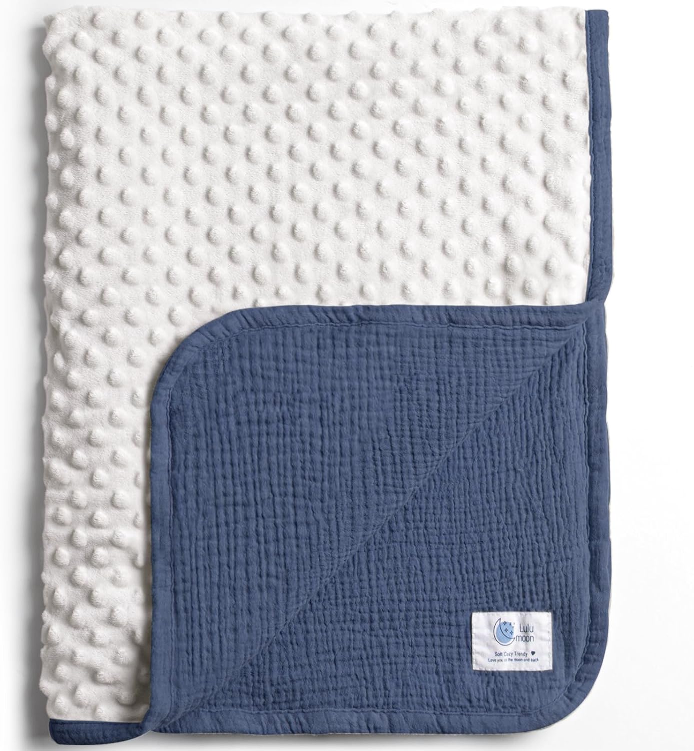 lulumoon Baby Blanket for Newborn Receiving: Minky Dot & Muslin Lightweight - Thermal Blanket Gift