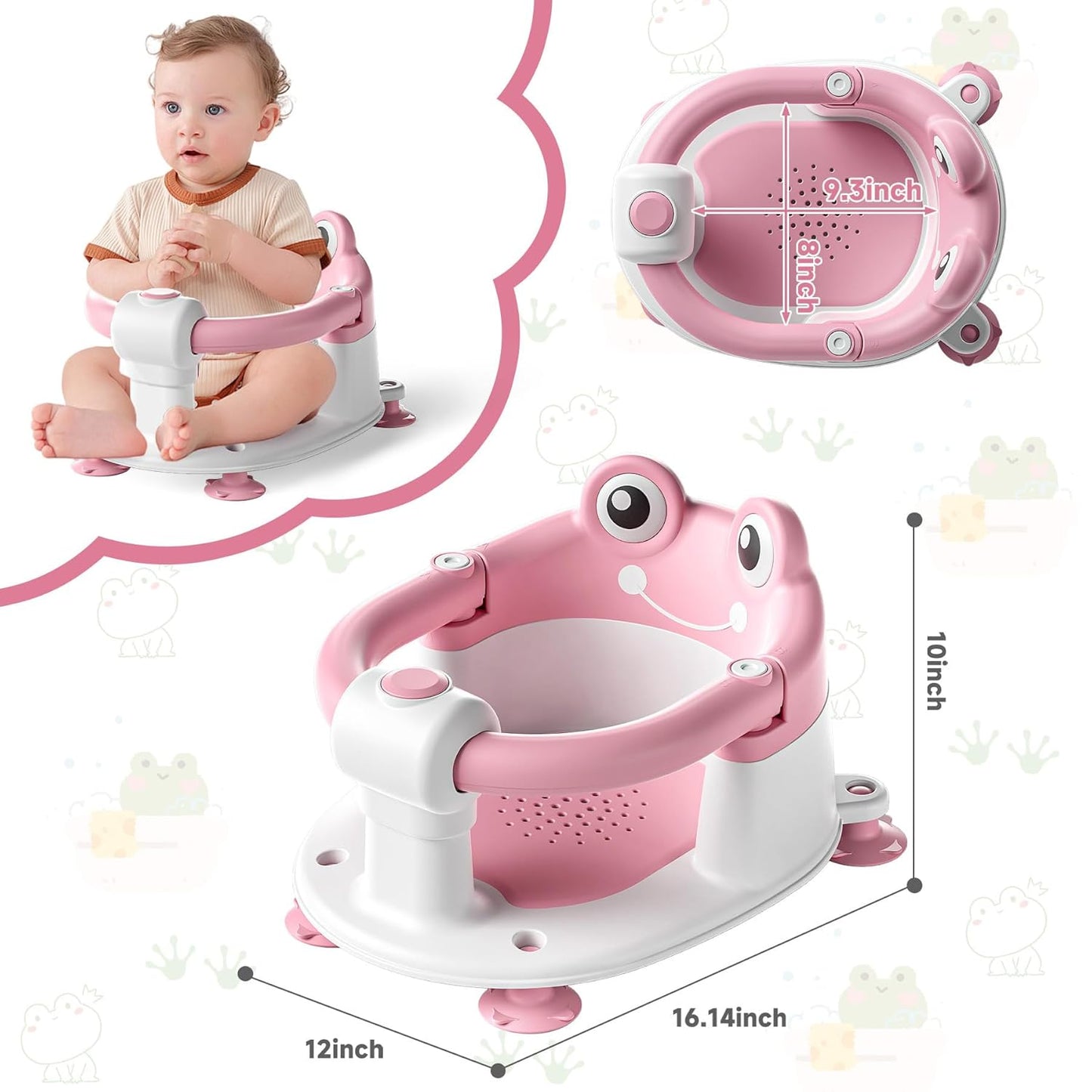 Baby Bath Seat for Babies 6 Months & up Non-Slip Toddler Bath Seats for Sitting Up Infant Bathtub