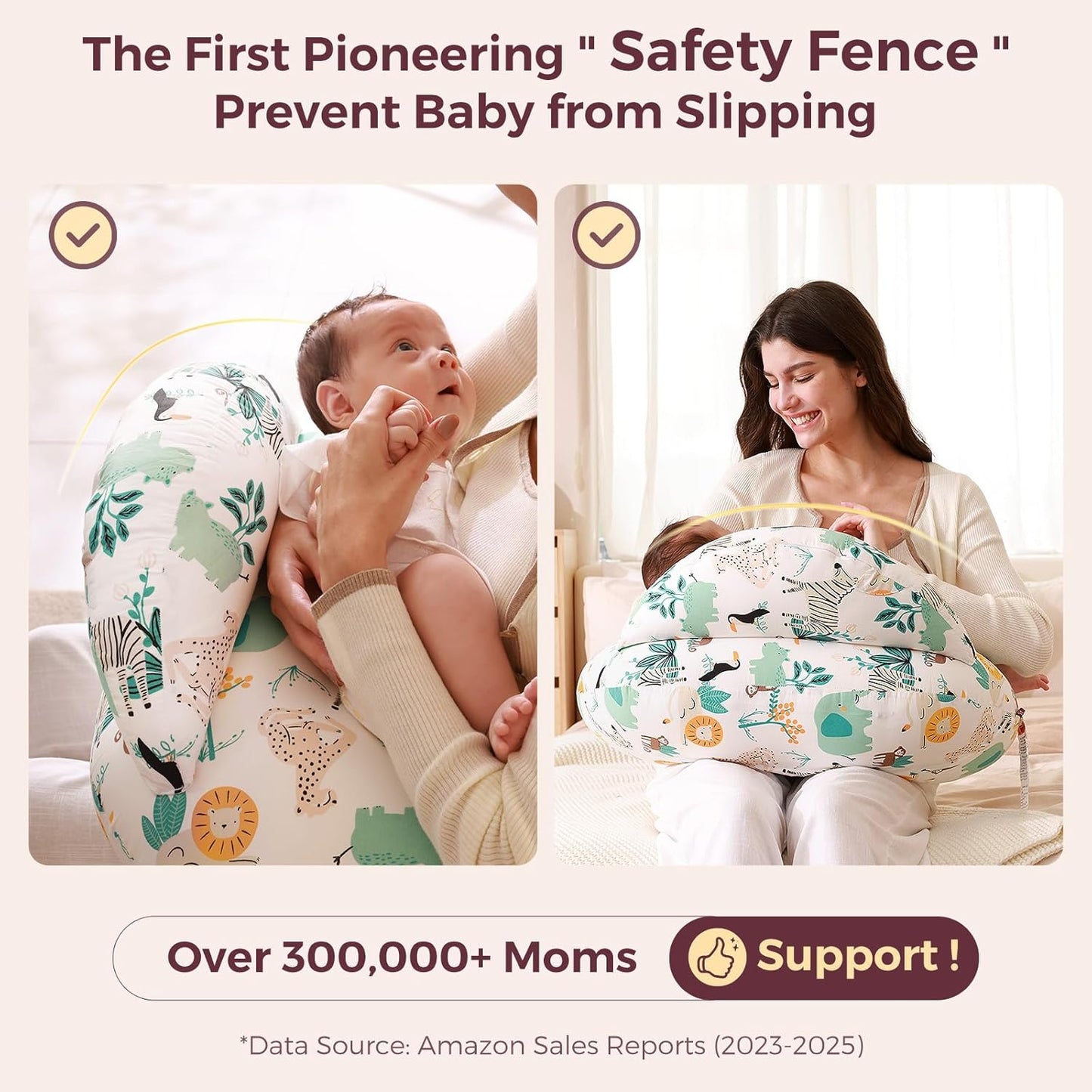 Momcozy Pioneering Safety Fence Nursing Pillow for Breastfeeding- Wider Feeding Pillows for More