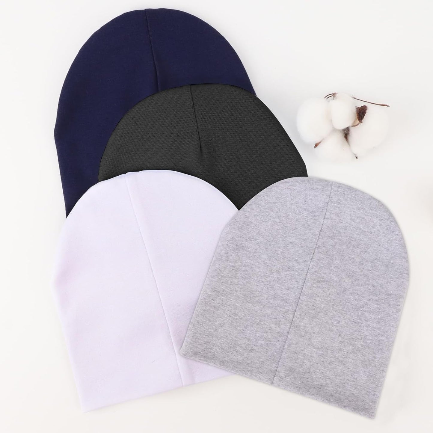 DRESHOW BQUBO 4 Pieces Baby Beanie Newborn Toddler Soft Cute Knit Hat Hospital Hats for Baby Boys Infant Cap Beanies