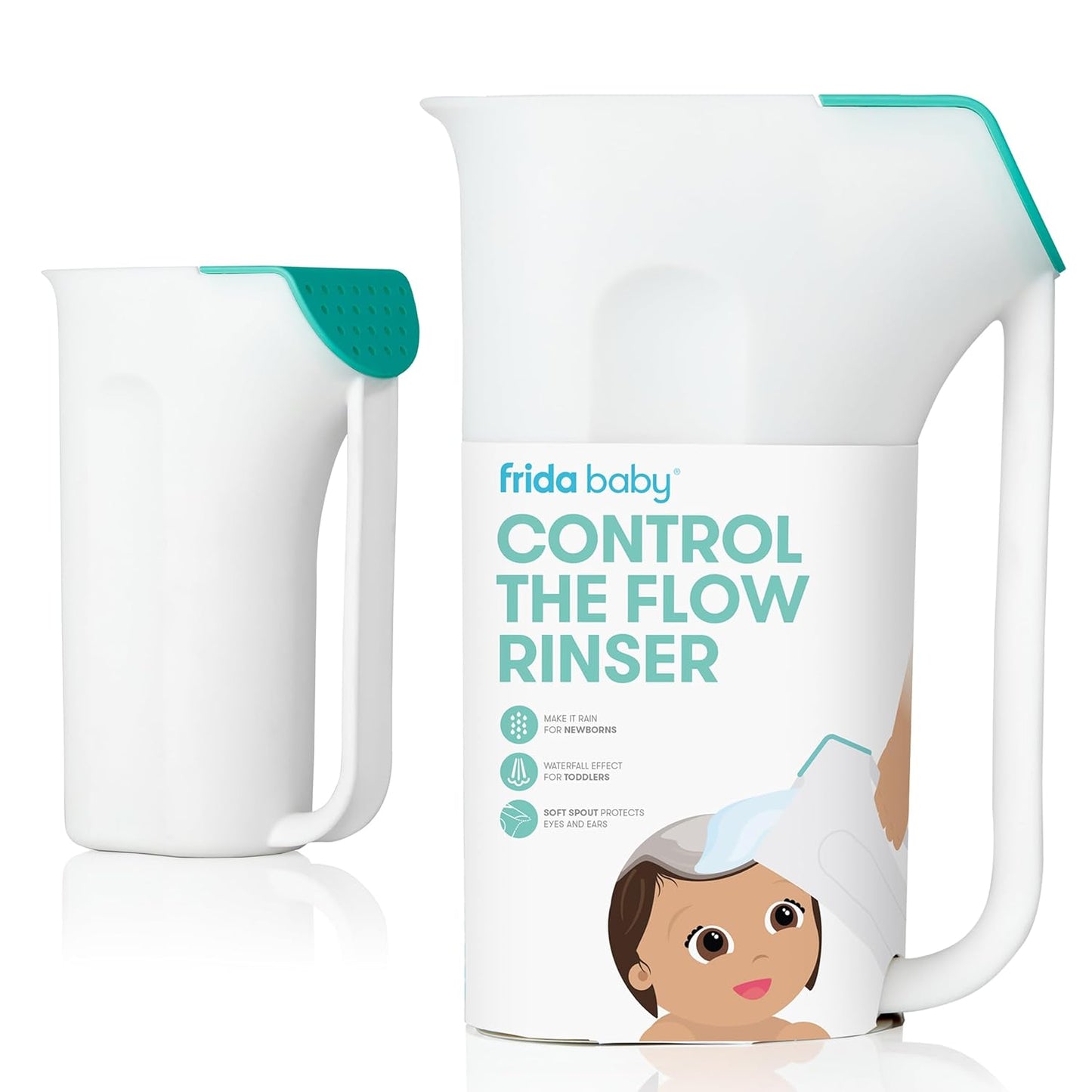 Frida Baby Control The Flow Bath Rinse Cup, Tear Free Rinser to Wash Hair and Body with Easy Grip