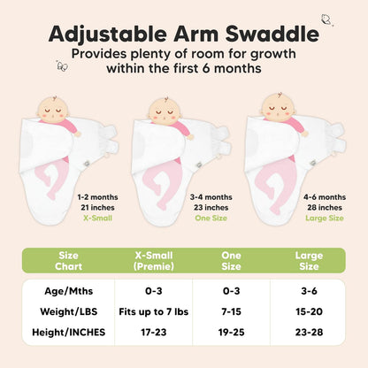 3-Pack Organic Baby Swaddle Sleep Sacks - Swaddles for Newborns, Infant 3-6 Months, Baby Girls
