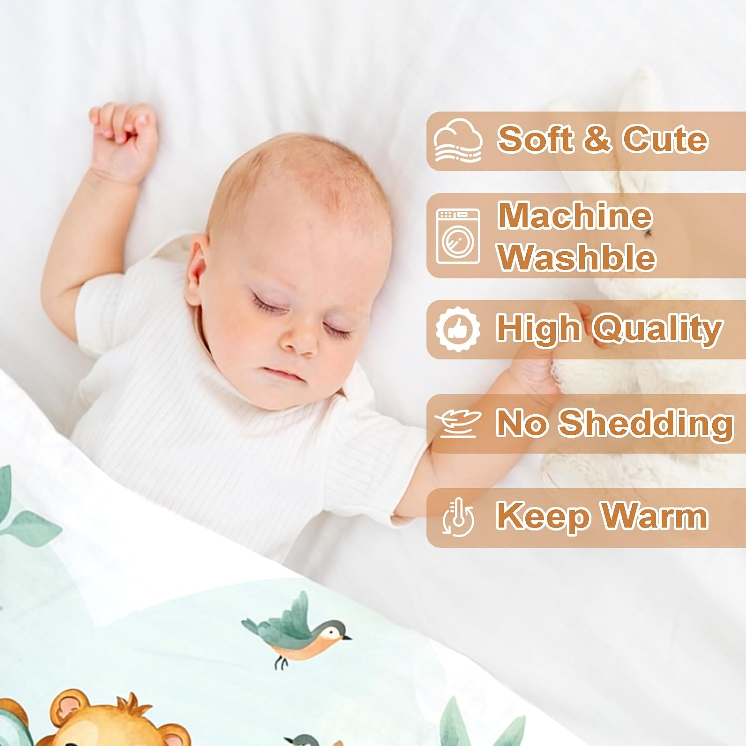 Ship Next Day, Personalized Baby Blanket – Printed in USA, Custom Baby Blanket for Boys & Girls