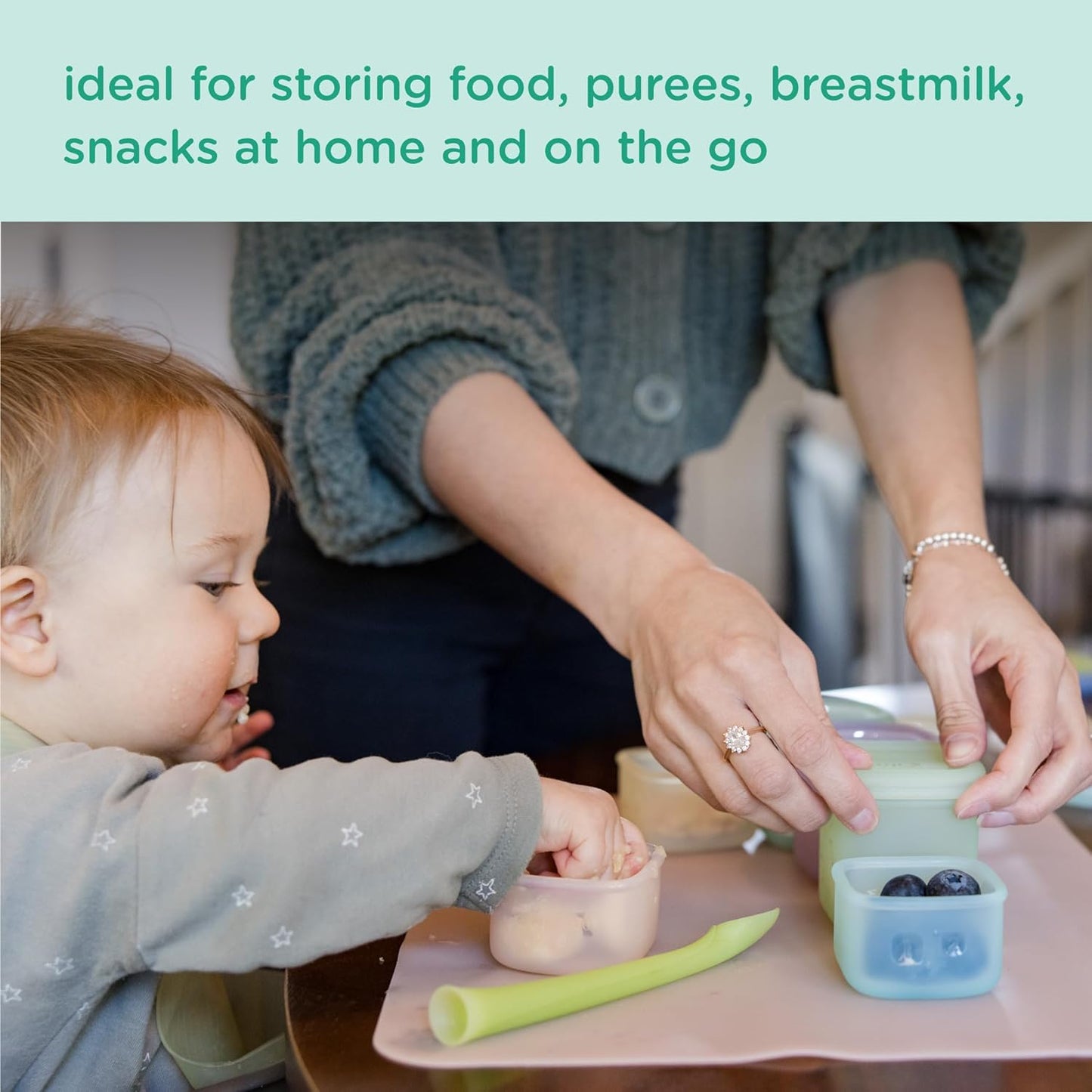 Olababy Clear Sense Silicone Storage Containers 4pk for Baby Food, Snacks, Formula, Puree, Sauce &