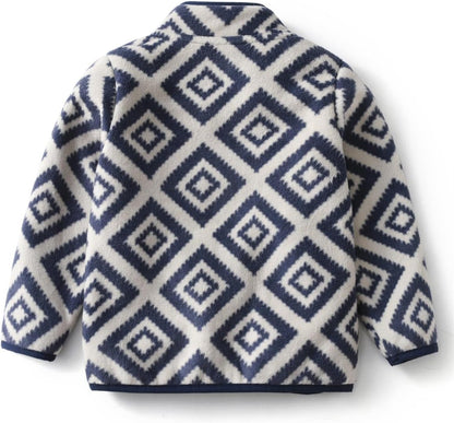 Kids Printed Polar Fleece Jacket Toddler Baby Boys Girls Autumn Winter Warm Sherpa Lining Outerwear Soft Lightweight