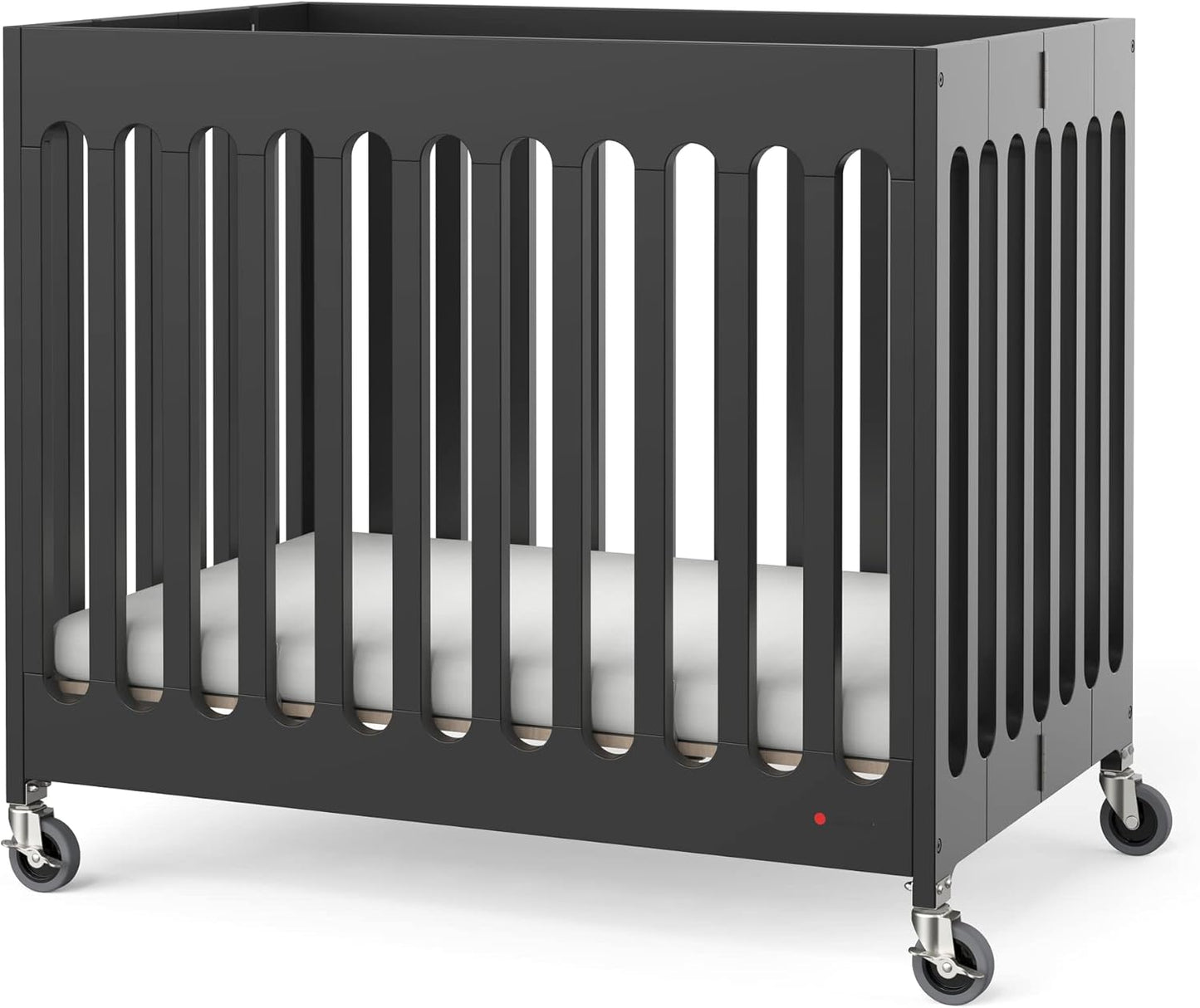 Foundations Boutique Folding Mini Baby Crib - Compact, Portable, Wooden Hotel Crib, Foldable