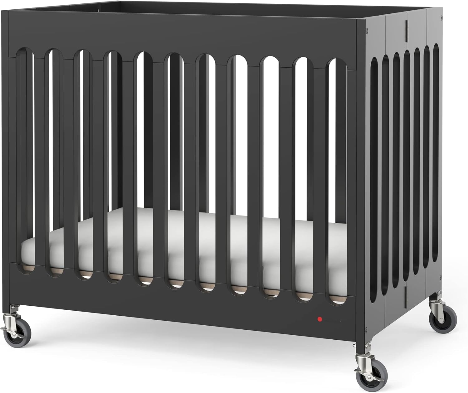 Foundations Boutique Folding Mini Baby Crib - Compact, Portable, Wooden Hotel Crib, Foldable