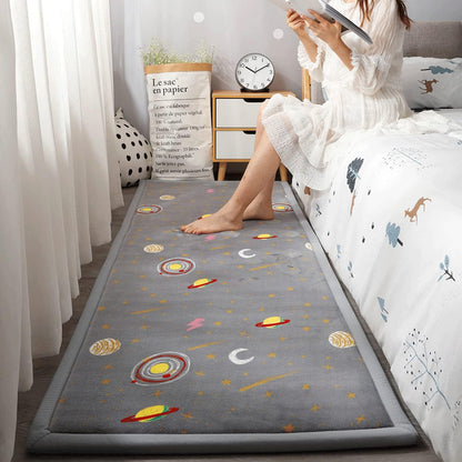 Loartee Coral Velvet Area Rug - 1" Thick Memory Foam Baby Play Mat, Washable Toddler Carpet, Home Decor for Living Room, Nursery, Kids Bedroom, Astral Gray, 6'7"x6'7"