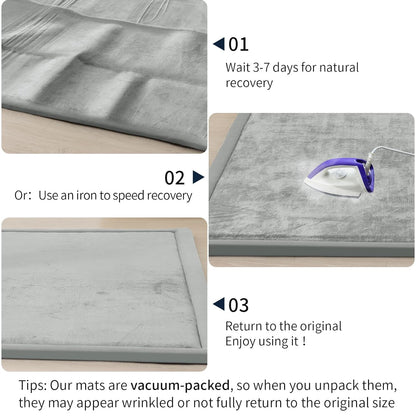ACOMOPACK Baby Play Mat for Floor 1.3" Thick Memory Foam Play Mat 79"×157 Tummy Time Crawling with Non-Slip Bottom for Living Room,Nursery,Soft Velvet Playpen Mats for Kids,Infants（Light Grey）