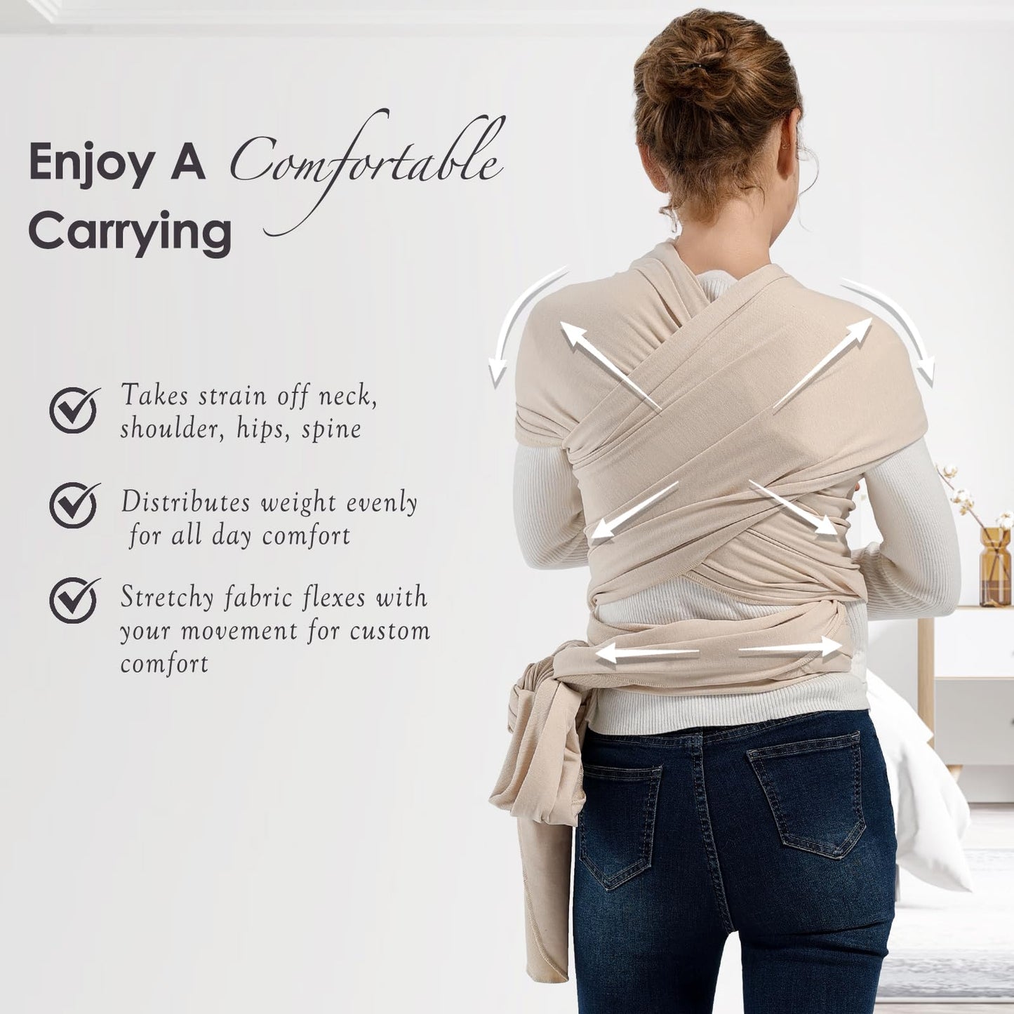 MISSWISDOM Baby Wraps Carrier, Baby Carrier Wrap Newborn Sling 7-35lbs, Baby Wearing Wrap Newborn